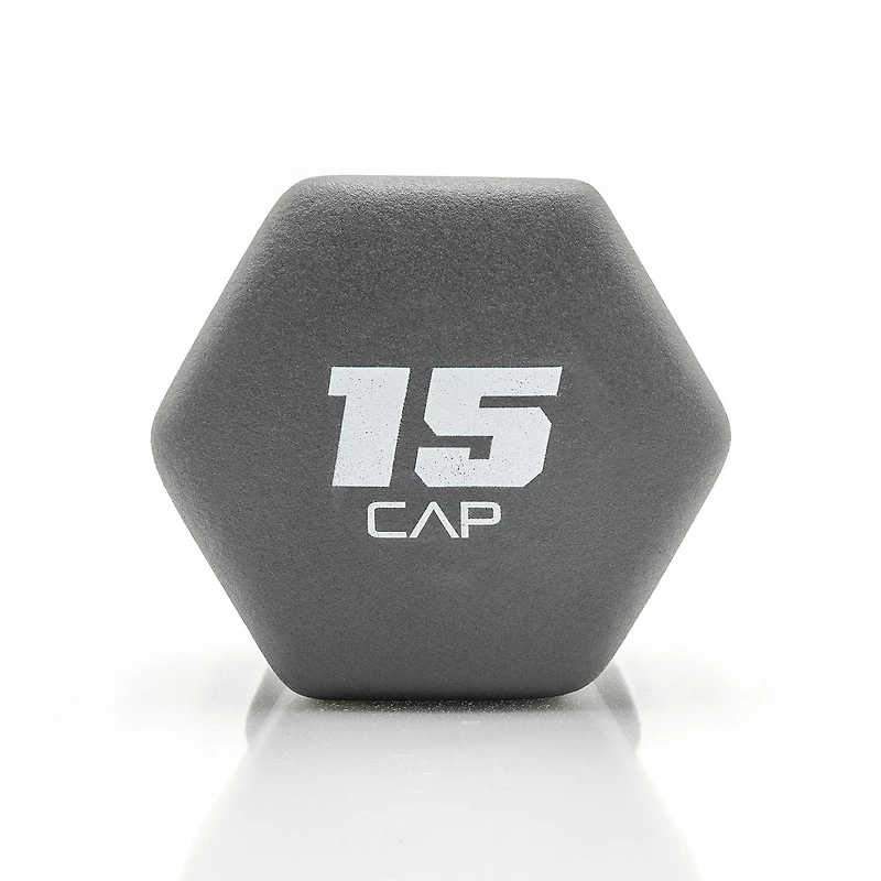 CAP, 15lb Neoprene Dumbbell, Cool Gray, Single