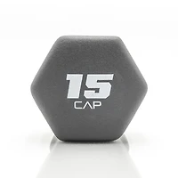CAP, 15lb Neoprene Dumbbell, Cool Gray, Single