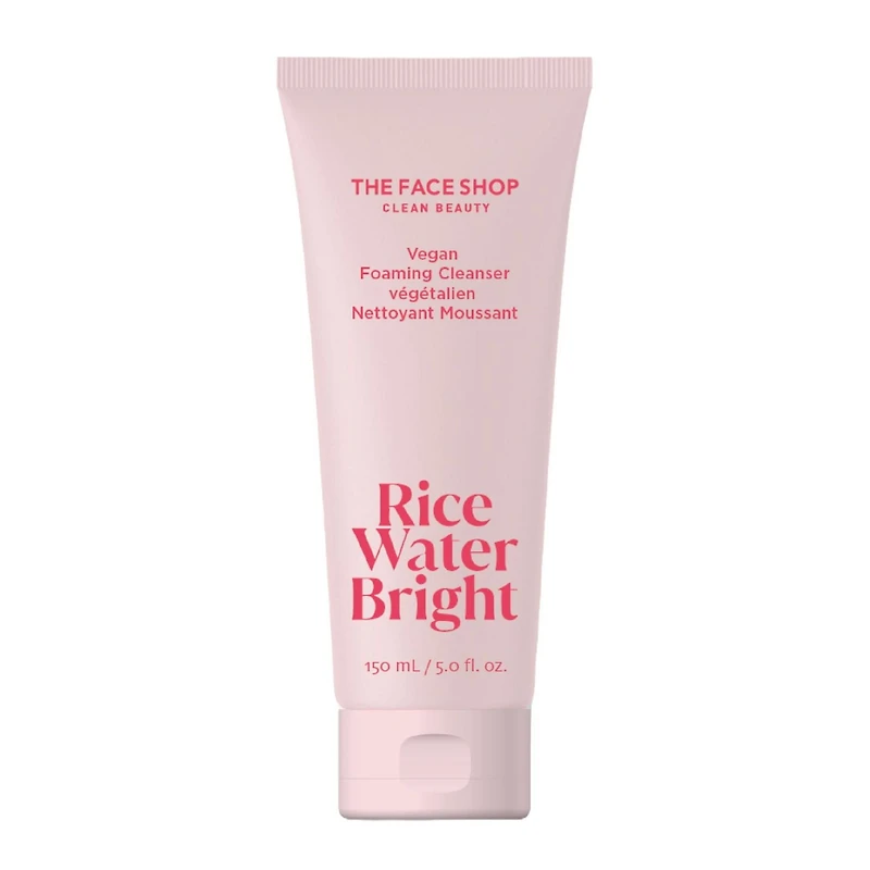 THE FACE SHOP Rice Water Bright Vegan Foaming Cleanser with Ceramide, Sulfate-Free, Clean, Korean Skin Care, Hydrating Daily Cleanser