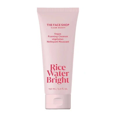 THE FACE SHOP Rice Water Bright Vegan Foaming Cleanser with Ceramide, Sulfate-Free, Clean, Korean Skin Care, Hydrating Daily Cleanser