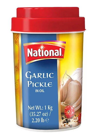 GARLIC PICKLE, <ul><li>National Garlic Pickle 1000g comes packaged in an Air Tight Plastic Jar, maintaining the FRESHNESS of natural state to provide PREMIUM quality Pickles.</li><li>National Garlic Pickle is the best condiment to compliment your everyday dishes and the aromatic flavors will leave you wa</li></ul>