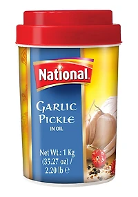 GARLIC PICKLE, <ul><li>National Garlic Pickle 1000g comes packaged in an Air Tight Plastic Jar, maintaining the FRESHNESS of natural state to provide PREMIUM quality Pickles.</li><li>National Garlic Pickle is the best condiment to compliment your everyday dishes and the aromatic flavors will leave you wa</li></ul>