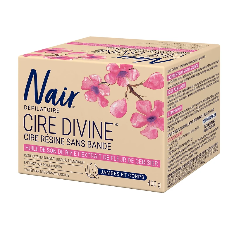 Nair Cire De Résine Allant Au Micro-Ondes Cire Divine Pour Les Jambes Et Le Corps Avec Fleur De Cerisier Japonais Et Huile De Son De Riz, 400g