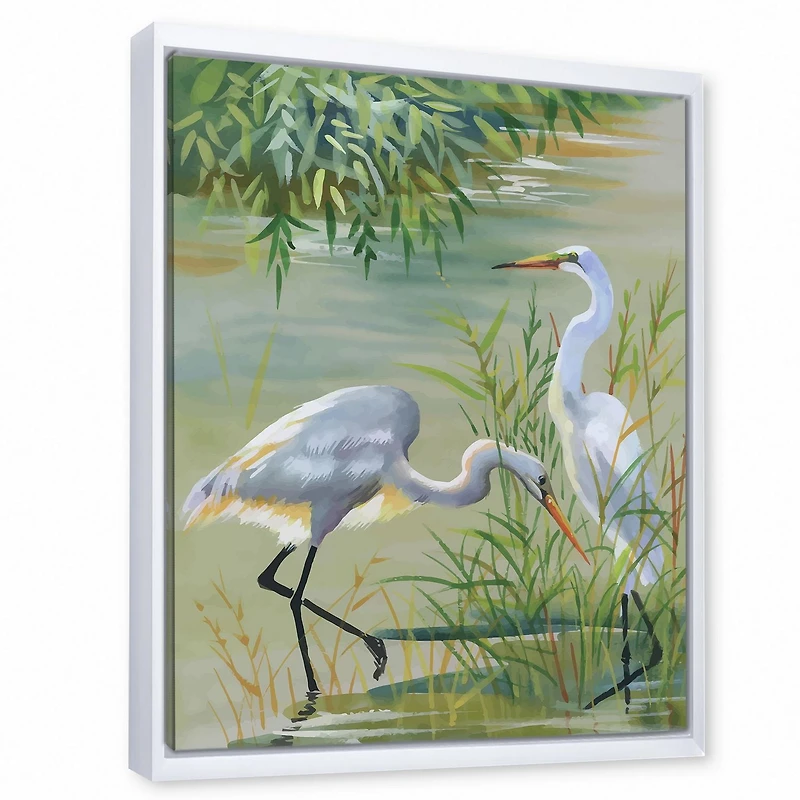 Designart Heron Birds I FLOAT FRAME WALL ART