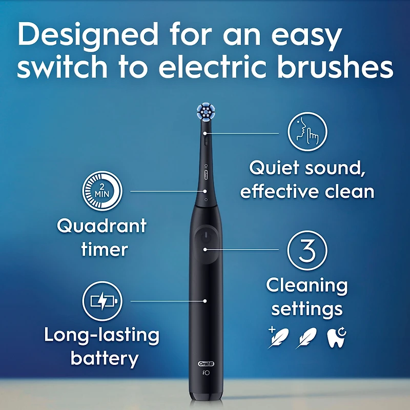 Oral-B iO Series 2 Brosse à Dents Électrique Rechargeable, avec 1 Tête de Brosse Soin Doux - Capteur de Pression Automatique pour Protéger les Gencives - 3 Modes - Minuterie de 2 Min