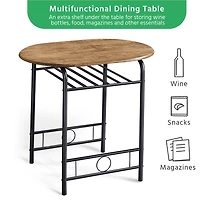 Fullfurnique Ensemble de salle à Manger Rond Moderne 3 Pièces avec Table et 2 Chaises Pieds en Acier, Brun