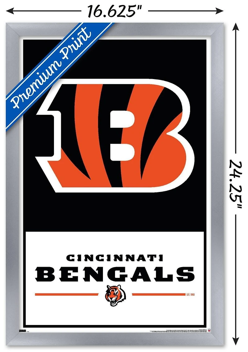 NFL Cincinnati Bengals - Logo 21 Wall Poster with Magnetic Frame, 22.375" x 34"