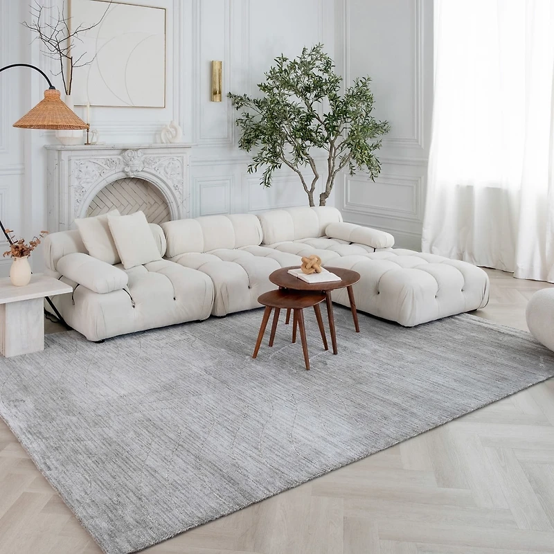 Tapis d'interieur abstrait Rug Branch Casa, gris, moderne - Salon, chambre, salle a manger et cuisine<br>