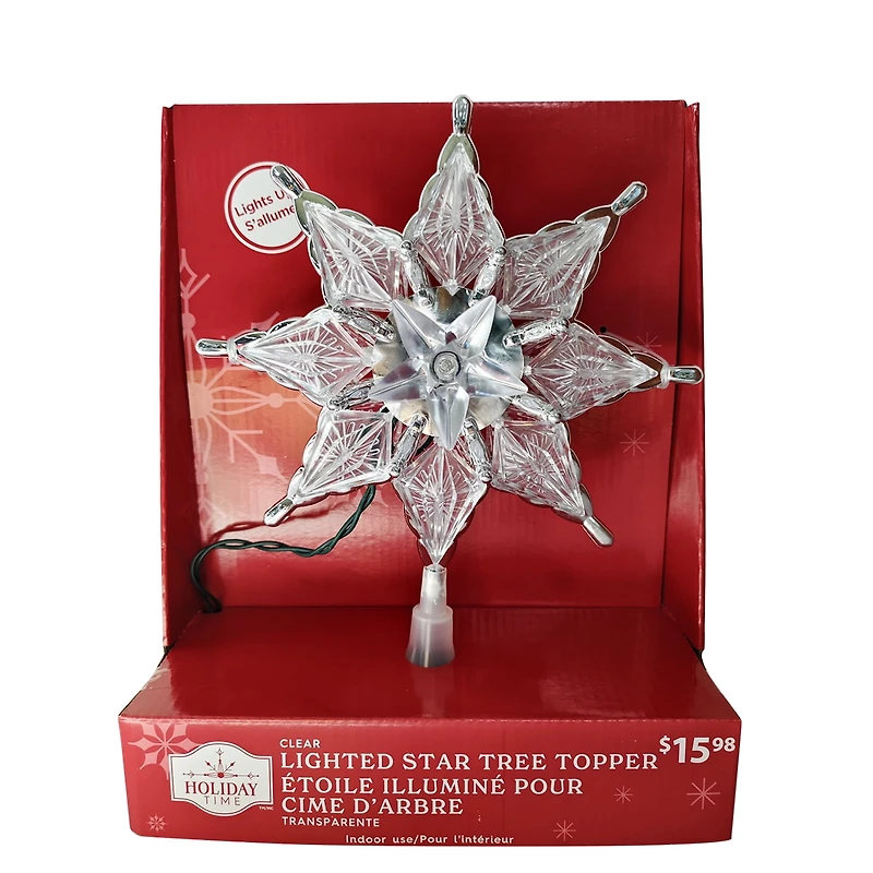 Étoile pour cime de sapin de Noël Holiday Time à DEL éclairée de 8 pouces, argent