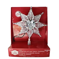 Étoile pour cime de sapin de Noël Holiday Time à DEL éclairée de 8 pouces, argent