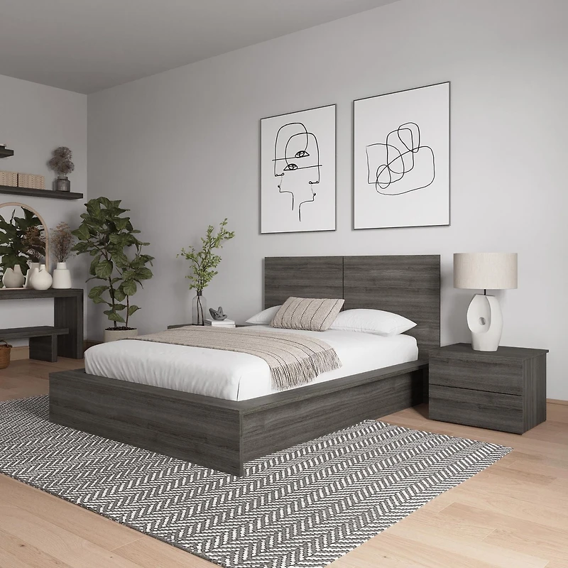 James 4-Piece Bedroom Set with Bed, Headboard and 2 Nightstands