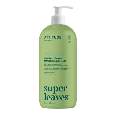 ATTITUDE super leaves, Shampooing Nourrissant, Huile de Pépins de Raisin & Feuilles d'Olivier