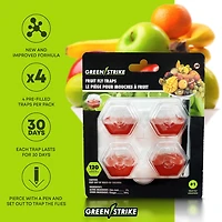 GREENSTRIKE® Piège à mouches des fruits prérempli - 4 Paquet