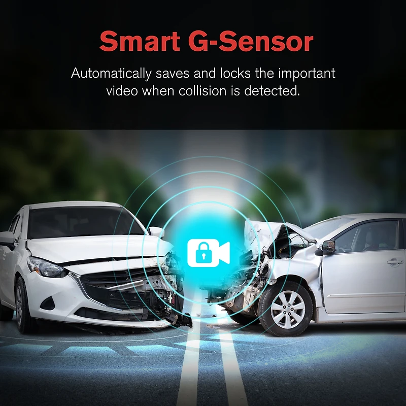 YADA Roadcam 1080p Compact Dash Cam with G-Sensor Smart Collision Detection, Motion Sensor Built-in, Full-HD Night Parking Surveillance, Easy Windshield Mount, BT533146F, YADA 1080P ROAD CAM GEN 2