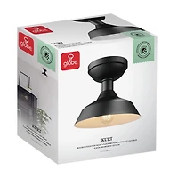 Globe Electric Kurt 1-Light Outdoor Indoor Metal Flush Mount Ceiling Light, Matte Black, 44677