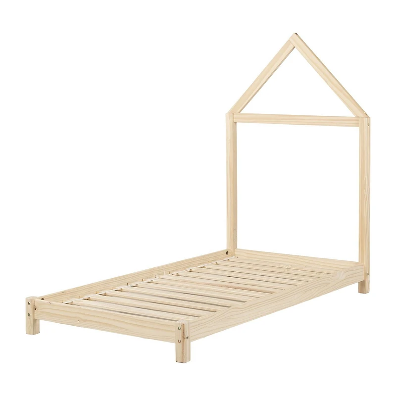 Solid Wood Bed with House Frame Headboard from the collection Sweedi South Shore