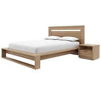 Ensemble de chambre à coucher Morgan 3 pièces avec tête de lit, sommier à lattes et 1 table de chevet