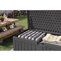 Suncast coffre de rangement extra large en résine de 200 gal, pour l’extérieur – Patio, terrasse ou jardin – Couleur Peppercorn