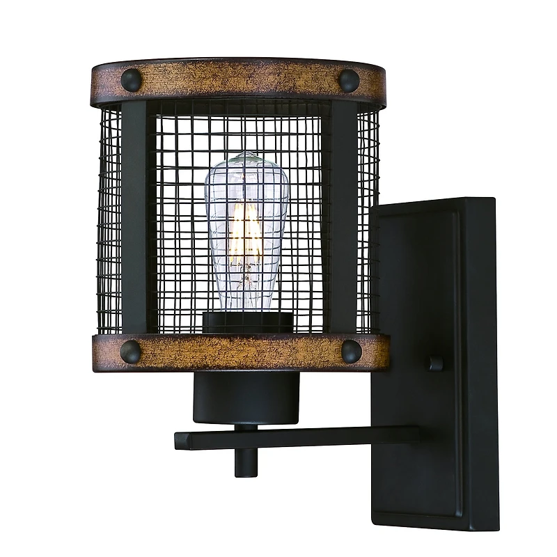 Westinghouse Lighting Applique Murale Emmett à 1 lumiére, fini bronze huilé et détails imitation bois de grange
