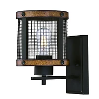Westinghouse Lighting Applique Murale Emmett à 1 lumiére, fini bronze huilé et détails imitation bois de grange