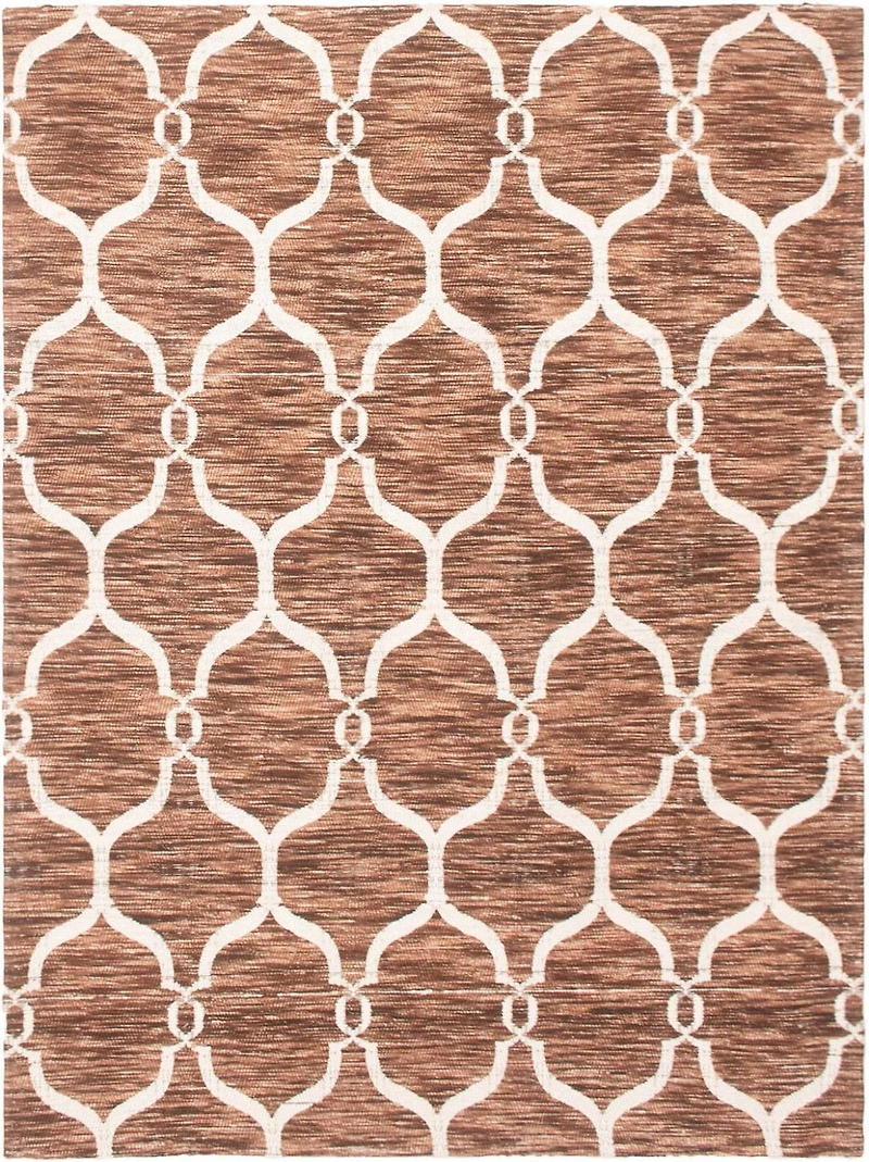 ECARPETGALLERY 5'1" x 6'10" Contemporary Collage Handmade Area Rug for Living Room, Dining Room and Bedroom in Brown