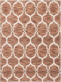 ECARPETGALLERY 5'1" x 6'10" Contemporary Collage Handmade Area Rug for Living Room, Dining Room and Bedroom in Brown