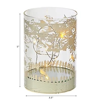 IH Casa Decor Cylinder Led Glass Decor Birds Sur Tree 5"