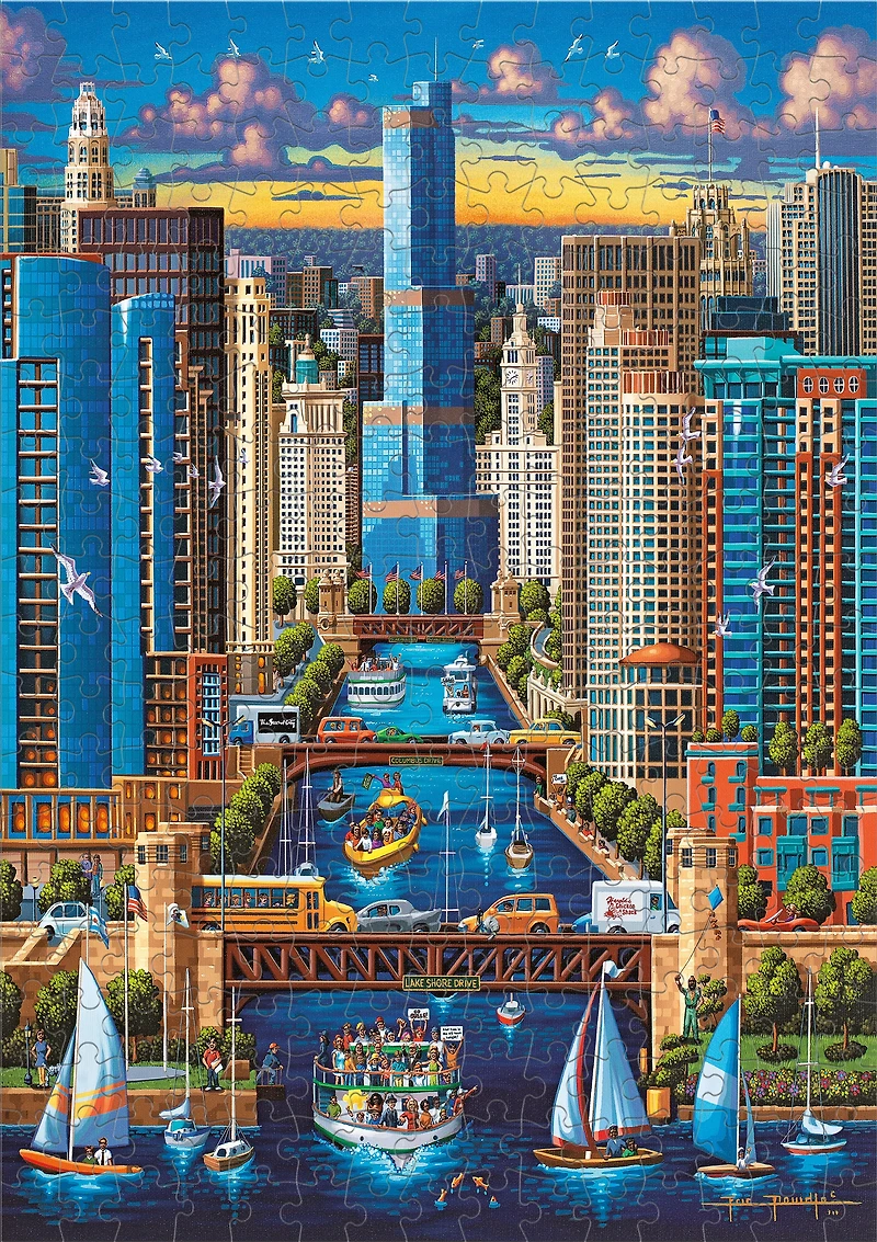 Buffalo Games Chicago the Windy City 300-Piece Interlocking Jigsaw Puzzle for Adults Ages 14+