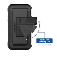 onn. Rugged Phone Case with Holster for iPhone 12 / iPhone 12 Pro - Clear