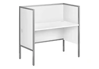 Monarch Specialties  Bureau A Cloison, 48"l, Bureau, Travail, Qualité Commerciale, Stratifié Blanc, Métal Argenté, Contemporain, Moderne