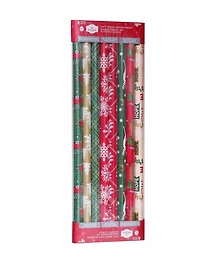 Holiday Time Christmas Wrapping Paper 8 Rolls Assortment, Quantity 144 square feet