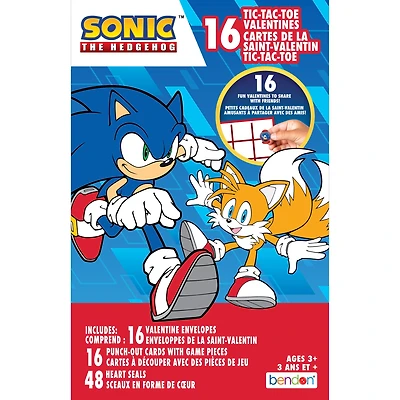 Cartes de Saint-Valentin Sonic The Hedgehog, 16 cartes de vœux pour l'échange en classe, jeu de morpion pour enfants