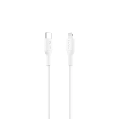 Belkin BoostCharge Eco USB C to Lightning Cable (1M/3.3ft.) - Soft, Flexible Fast-Charging Cable, Lightning iPhone Charger Cord for iPhone 14 & Earlier Series, iPad 9th Gen, & AirPods - White, Belkin BoostCharge Eco USB C to Lightning Cable (1M/3.3ft.) - Soft, Flexible Fast-Charging Cable, Lightning iPhone Charger Cord for iPhone 14 & Earlier Series, iPad 9th Gen, & AirPods - White