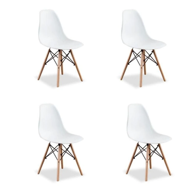 Heavenly Collection White Wood Chair SET OF 4 For Dining and Room Area