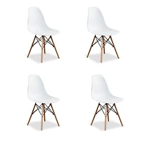 Heavenly Collection White Wood Chair SET OF 4 For Dining and Room Area