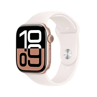 Apple Watch Series 10 GPS 46mm avec boîtier en aluminium rose doré et bracelet sport rose pâle - M/G