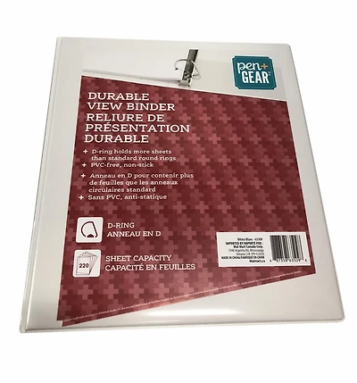 PEN+GEAR DURABLE VIEW 1`` BINDER WHITE