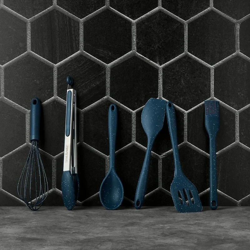 Thyme & Table Pinceau à badigeonner en silicone Bleu moucheté