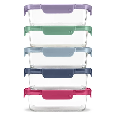 Ello Colorlock Ensemble de Préparation de Repas en Verre de 3.4 tasses de 10 Pièces