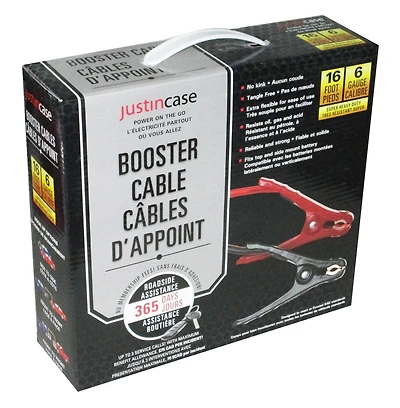 Justin Case 16 foot 6 Gauge Booster Cables, 16 foot 6 Gauge Booster Cables
