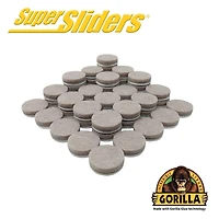 Super Sliders With Gorilla Glue 1" Round Felt Pads Beige 48pc, 1" Round Felt Pads