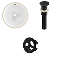 16.5-in. W Round Bathroom Undermount Sink Set In White - Black Hardware - Overflow Drain Incl. AI-20566