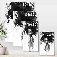 Designart Monochrome Portrait of African American Woman III Canvas Wall Art