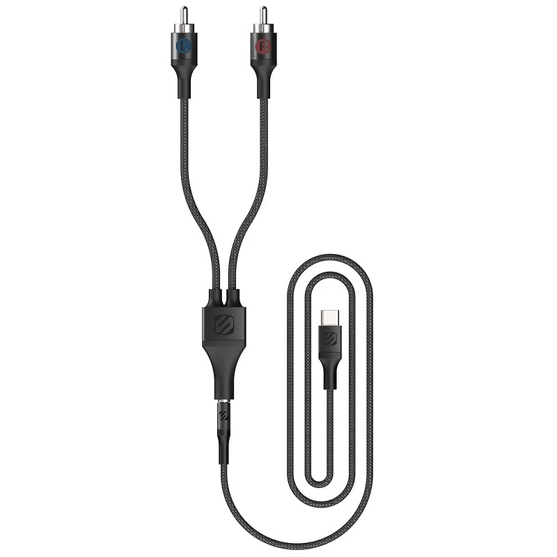 Scosche CAUXB4RCAA-SP 3.5mm AUX to USB-C Braided Cable & RCA Audio Adapter Kit 4-ft. Space Gray, Stereo Cable for USB-C Device