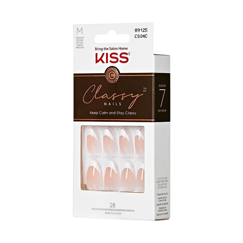 KISS Classy - Fake Nails, 28 Count, Medium, French nails.