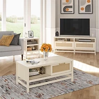 Ameriwood Home Lennon meuble de télévision pour téléviseurs jusqu’à 60 pouces, Chêne ivoire