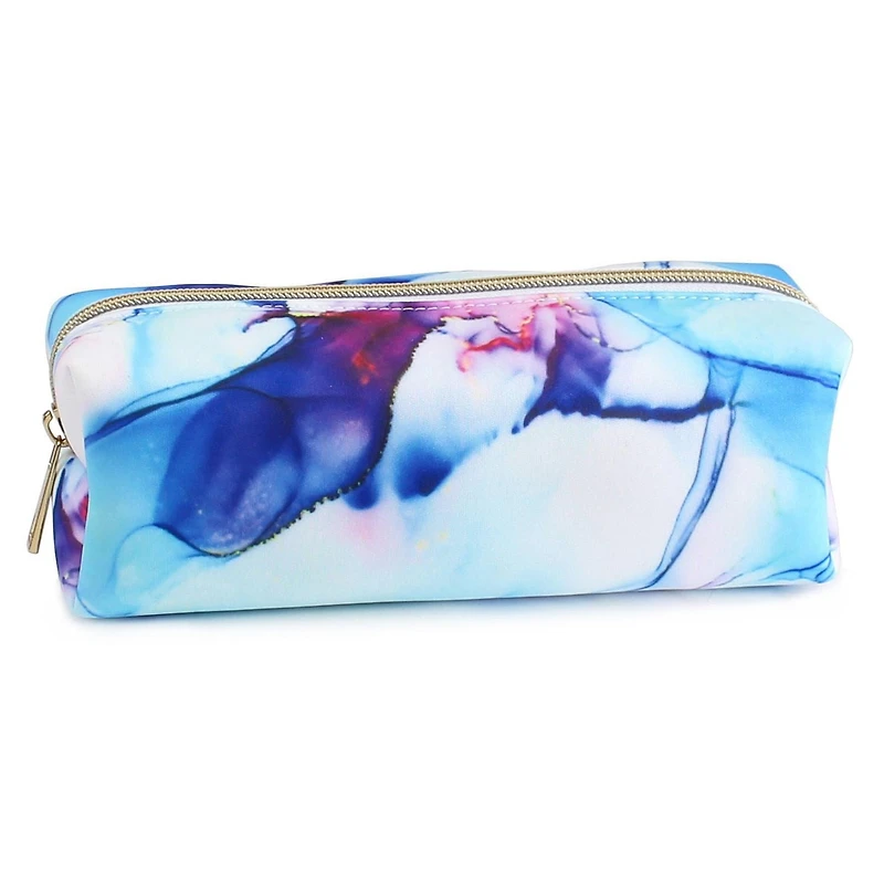 Pen + Gear Ink Marble Print EVA Pencil Pouch with Gold Metallic Zip