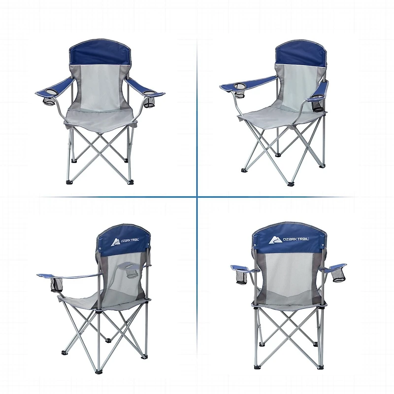 Chaise filet confort Ozark Trail, capacité maximale de 102 kg (225 lbs), Couleur Bleu taille : 32,1 po de largeur x 20,5 po de profondeur x 38 po de hauteur