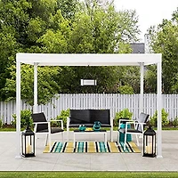 Sunjoy Pergola moderne en acier 10 x 10 pi avec auvent , blanc