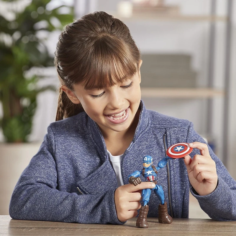 Marvel Avengers Bend And Flex Action Figure Toy, 6-Inch Flexible Captain America Figure, Includes Blast Accessory